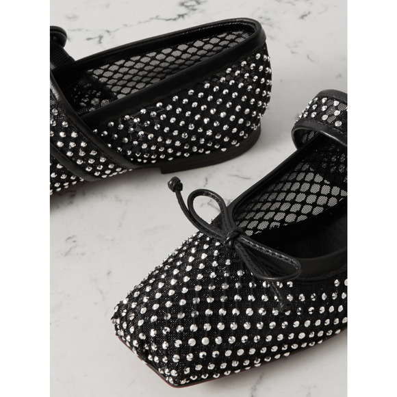 Christian Louboutin Mamastrapitina Flat Black Crystal Mesh Ballet Ballerina 38.5 - Picture 11 of 16